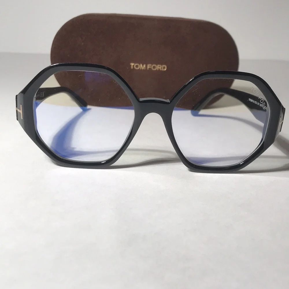 New Authentic Tom Ford TF5967-B ECO Women's Black Geometric Frame Glasses